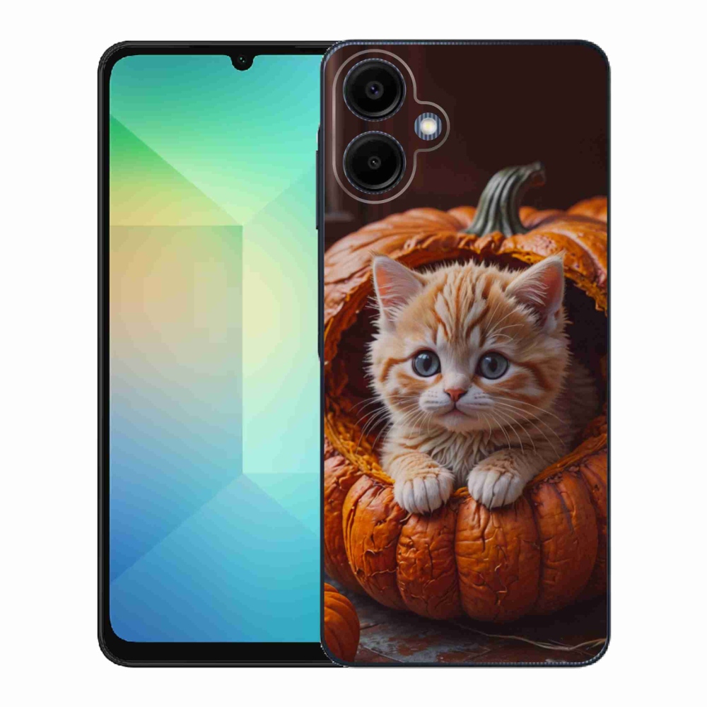 Gelový kryt mmCase na Samsung Galaxy A06 - kotě a dýně 2