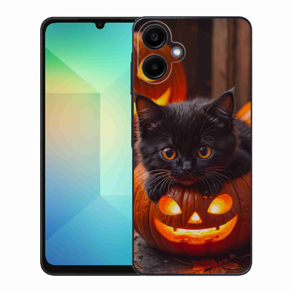Gelový kryt mmCase na Samsung Galaxy A06 - kotě a dýně