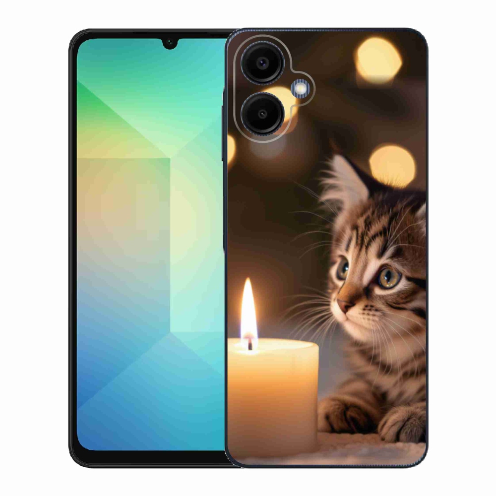 Gelový kryt mmCase na Samsung Galaxy A06 - kotě a svíčka