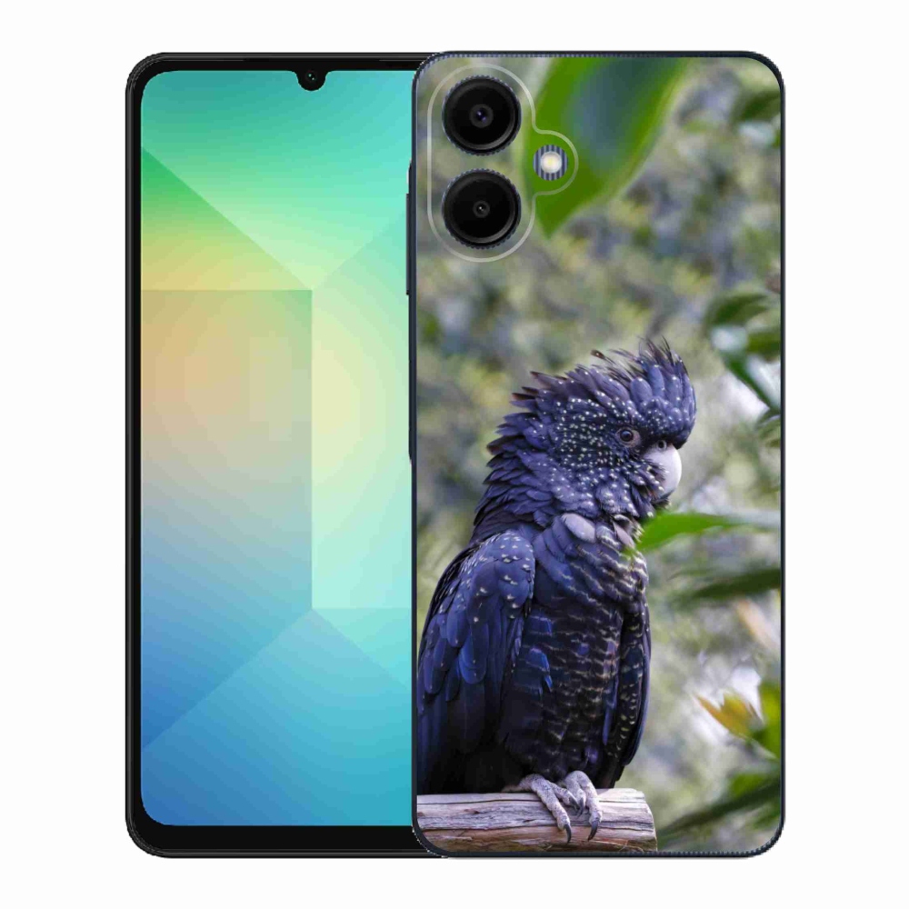 Gelový kryt mmCase na Samsung Galaxy A06 - papoušek kakadu černý