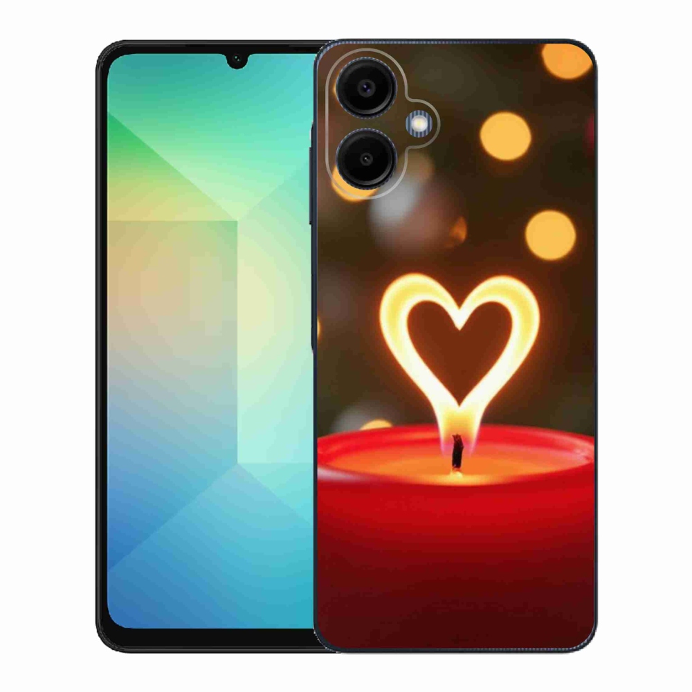 Gelový kryt mmCase na Samsung Galaxy A06 - srdce z plamene