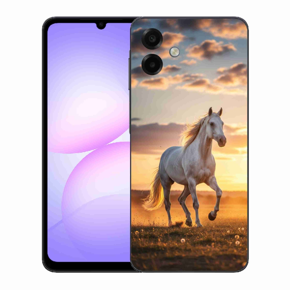 Gelový kryt mmCase na Samsung Galaxy A07 - běžící bílý kůň 2