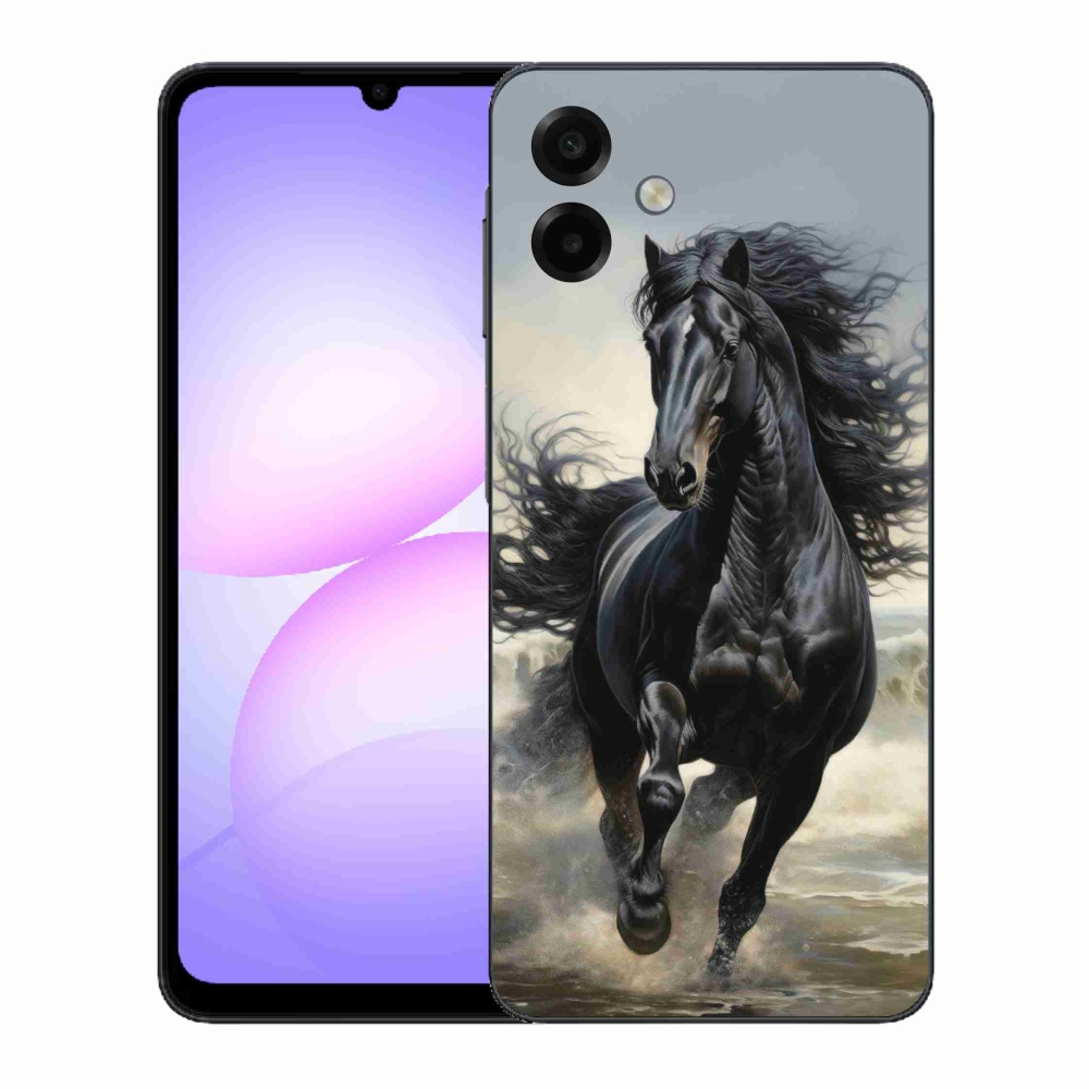 Gelový kryt mmCase na Samsung Galaxy A07 - běžící černý kůň