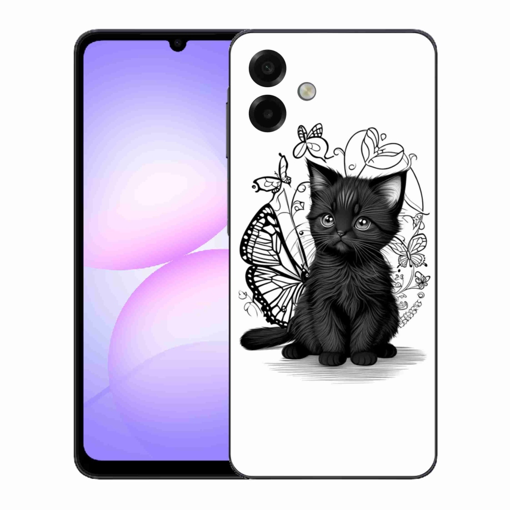 Gelový kryt mmCase na Samsung Galaxy A07 - černé kotě