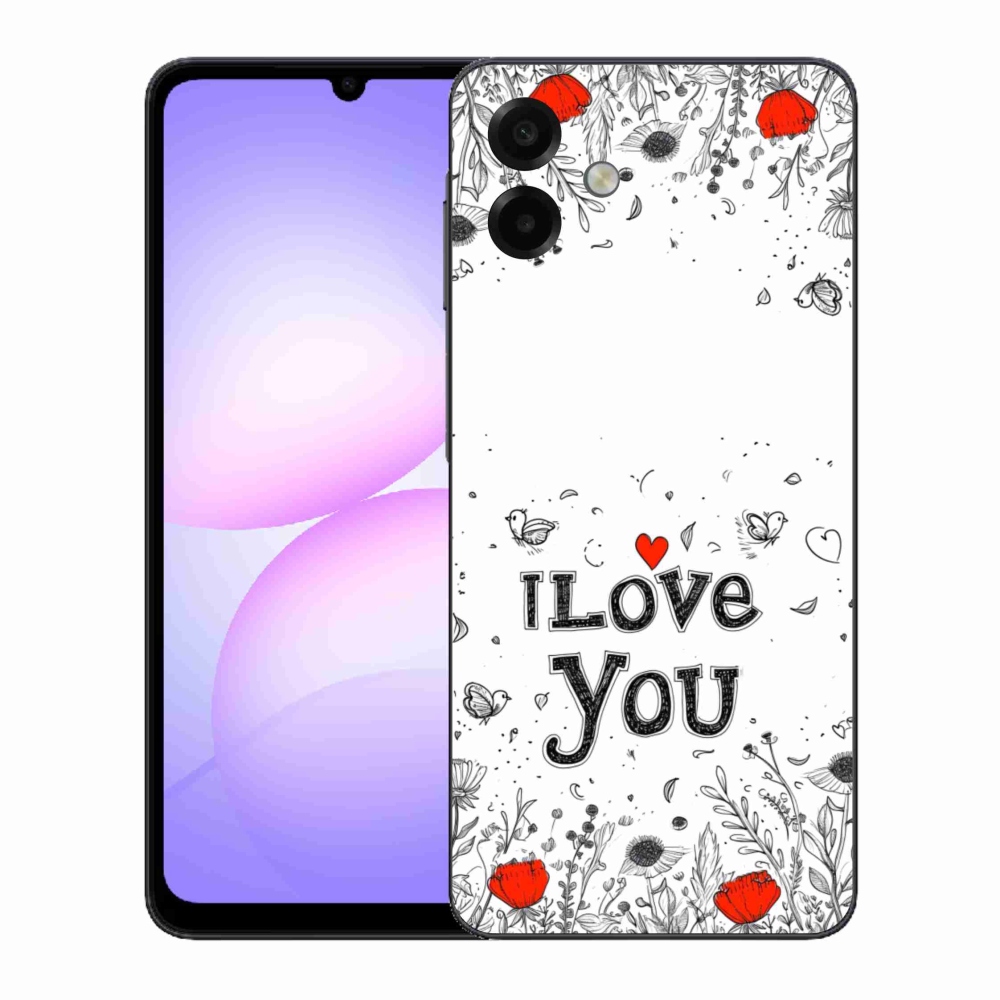 Gelový kryt mmCase na Samsung Galaxy A07 - I love you bílé pozadí