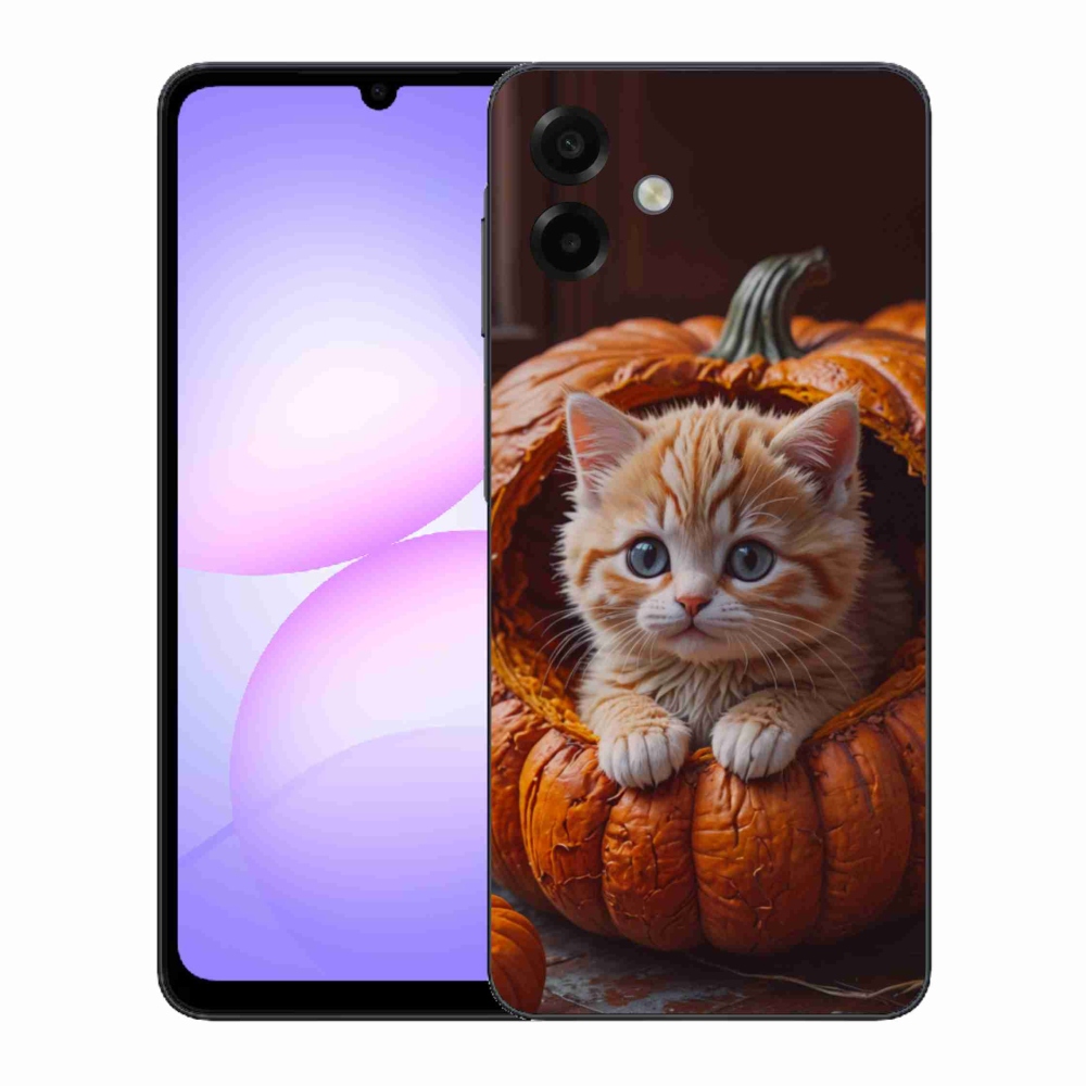 Gelový kryt mmCase na Samsung Galaxy A07 - kotě a dýně 2