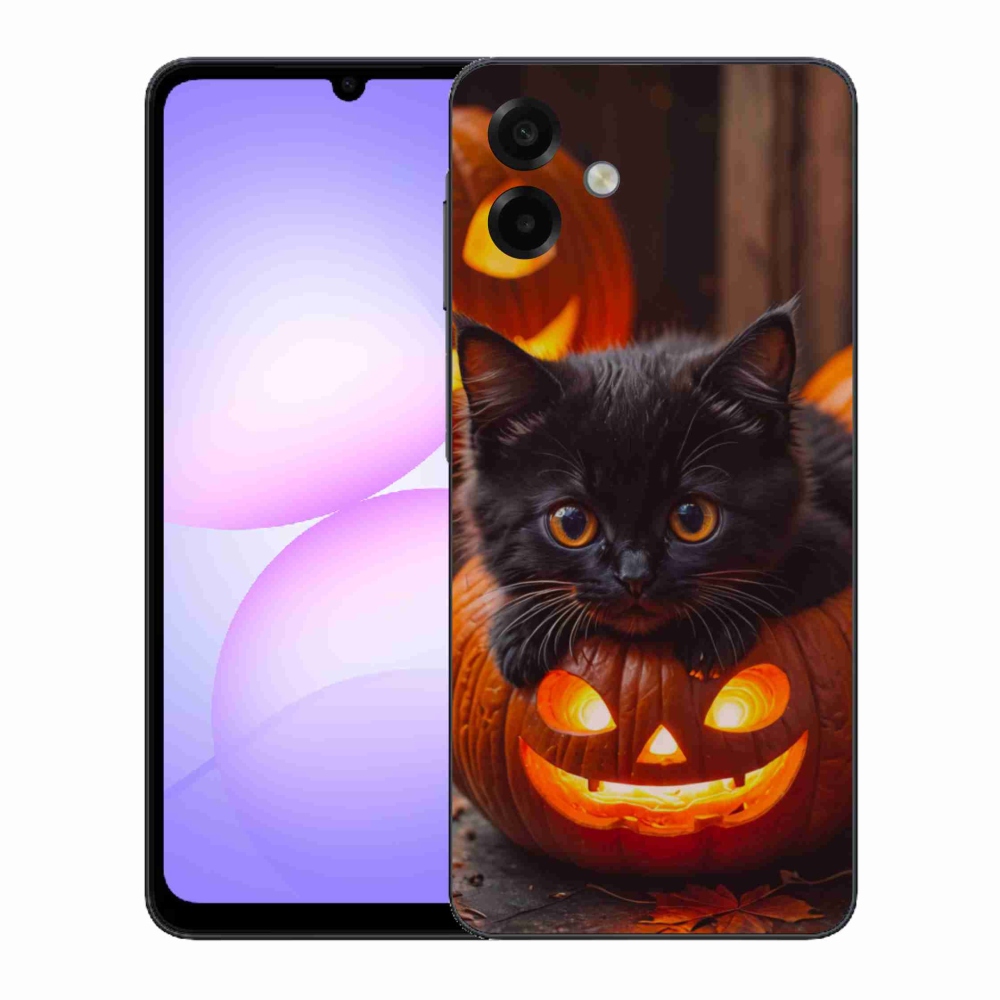 Gelový kryt mmCase na Samsung Galaxy A07 - kotě a dýně