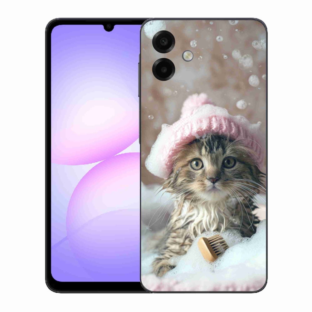 Gelový kryt mmCase na Samsung Galaxy A07 - kotě a koupel