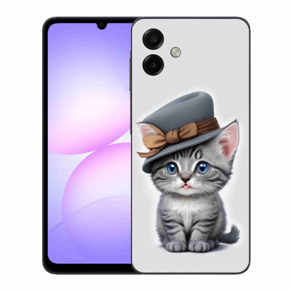 Gelový kryt mmCase na Samsung Galaxy A07 - kotě s kloboukem