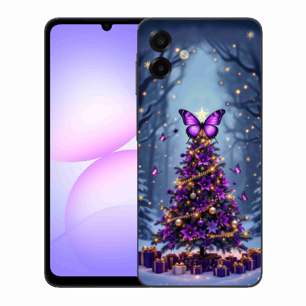 Gelový kryt mmCase na Samsung Galaxy A07 - motýlí vánoční stromek