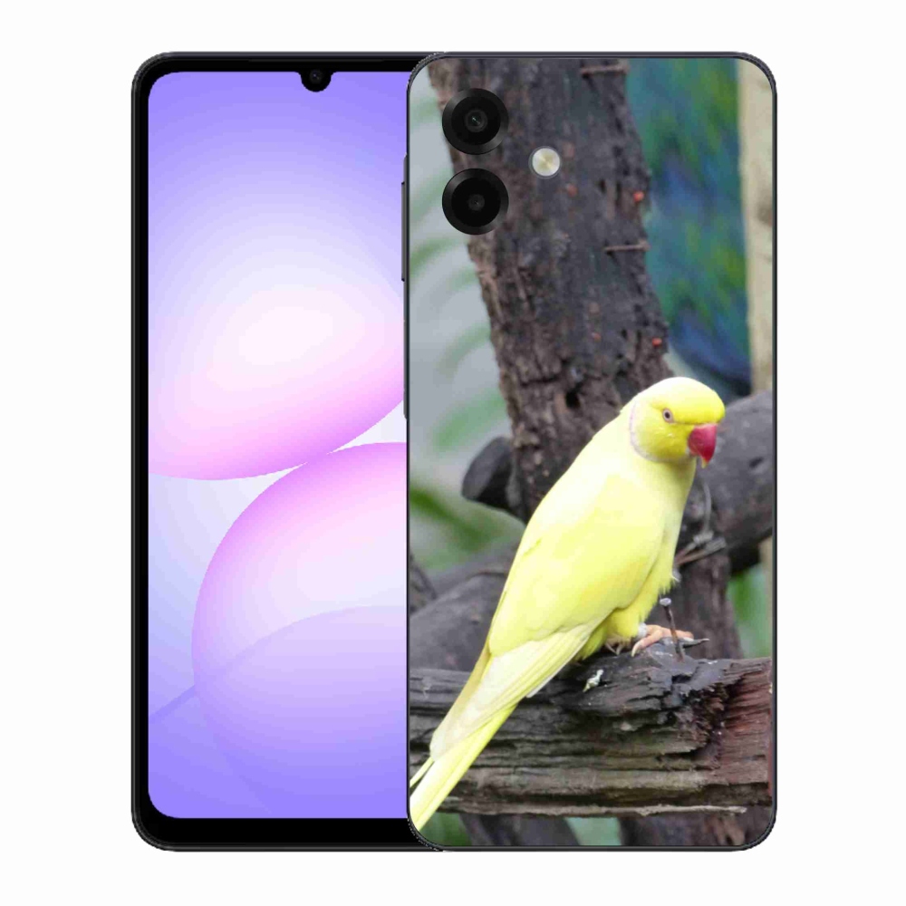 Gelový kryt mmCase na Samsung Galaxy A07 - papoušek alexandr žlutý