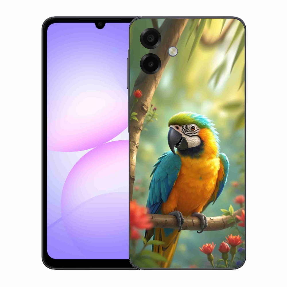 Gelový kryt mmCase na Samsung Galaxy A07 - papoušek ara modrožlutá