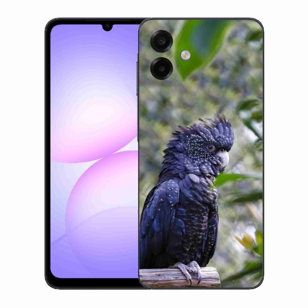 Gelový kryt mmCase na Samsung Galaxy A07 - papoušek kakadu černý