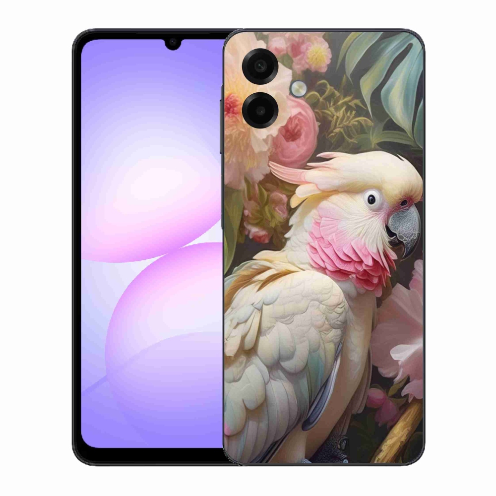 Gelový kryt mmCase na Samsung Galaxy A07 - papoušek kakadu růžový 2