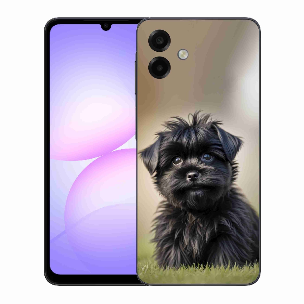 Gelový kryt mmCase na Samsung Galaxy A07 - roztomilý černý pejsek
