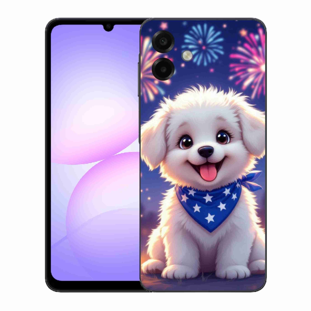 Gelový kryt mmCase na Samsung Galaxy A07 - slavnostní štěně