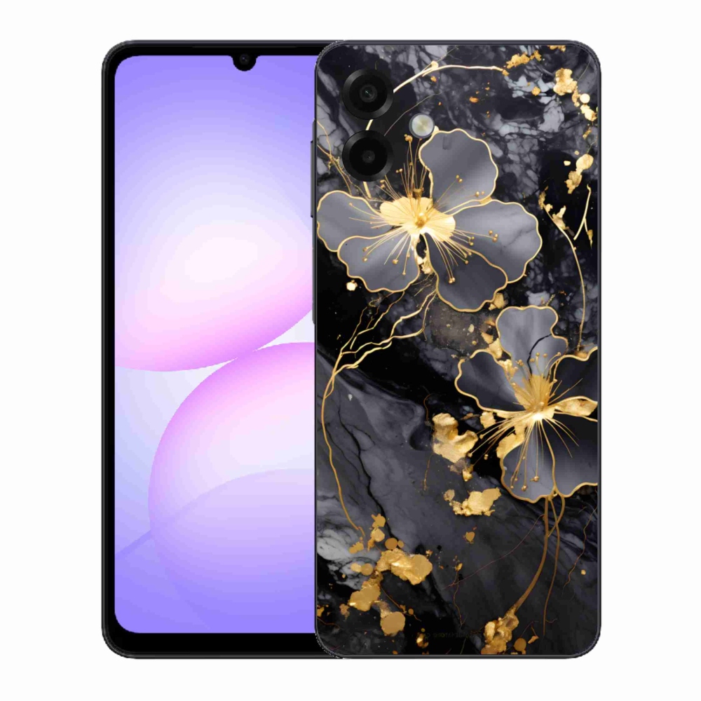 Gelový kryt mmCase na Samsung Galaxy A07 - zlaté květy