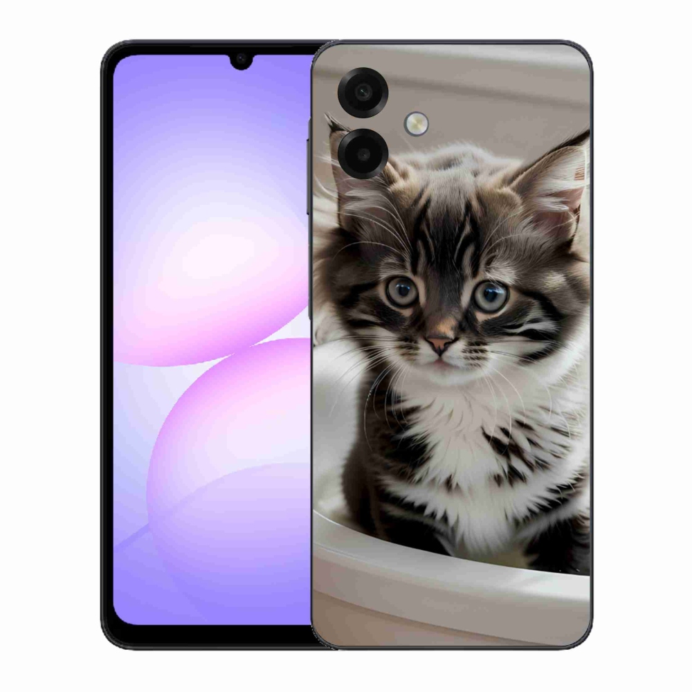 Gelový kryt mmCase na Samsung Galaxy A07 - zvědavé kotě