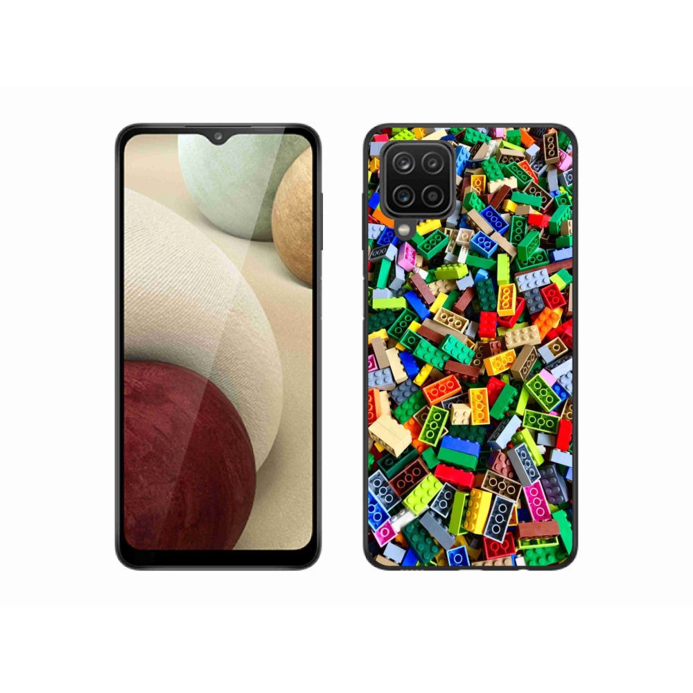 Gelový kryt mmCase na Samsung Galaxy A12 - barevné stavební kostky