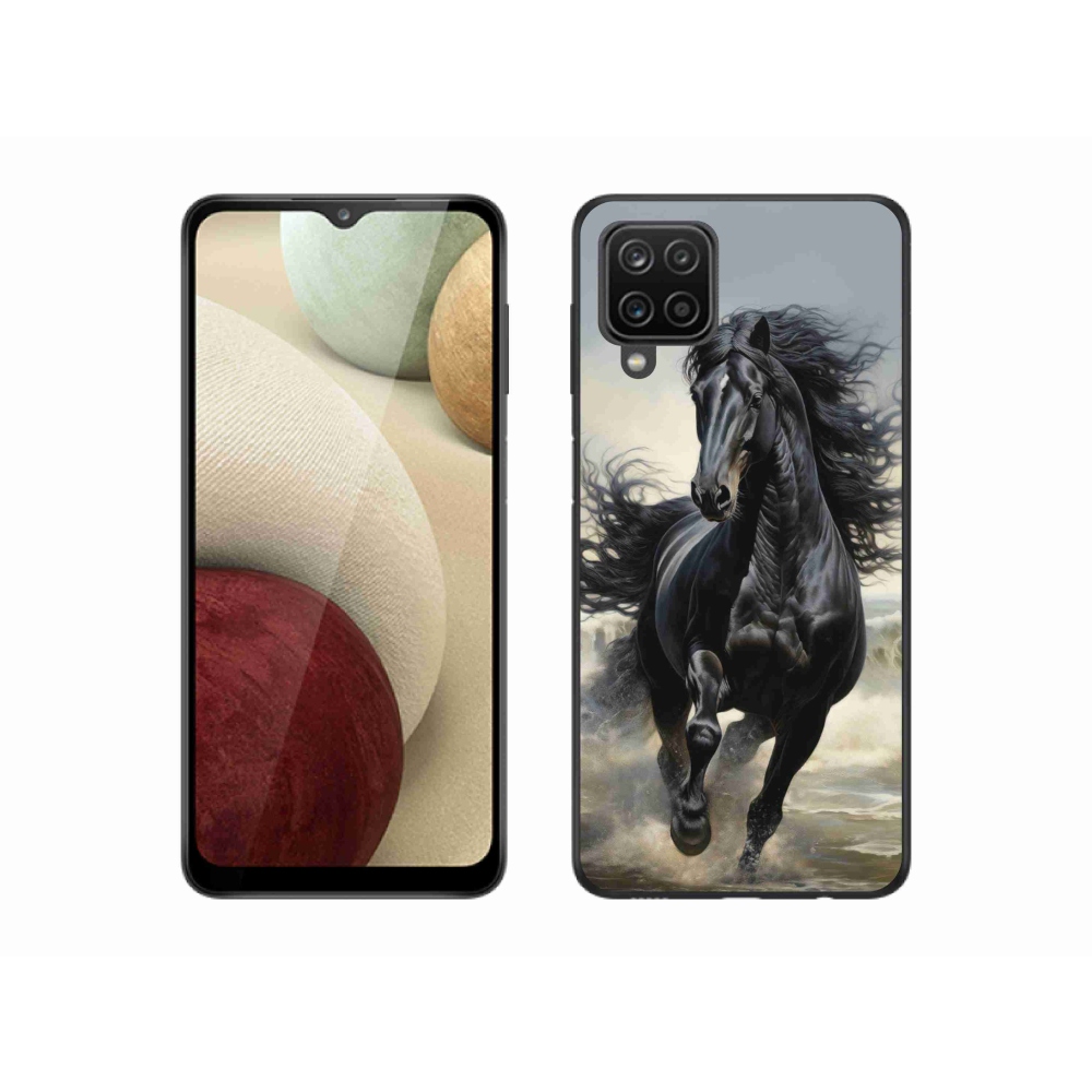 Gelový kryt mmCase na Samsung Galaxy A12 - běžící černý kůň