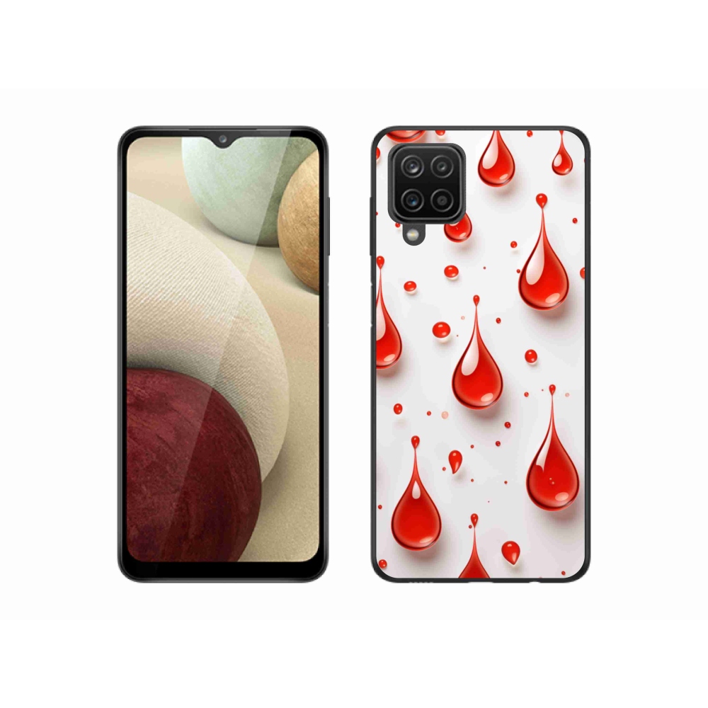 Gelový kryt mmCase na Samsung Galaxy A12 - červené kapky