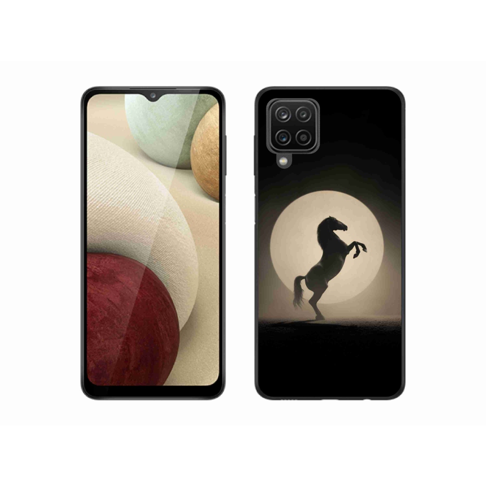 Gelový kryt mmCase na Samsung Galaxy A12 - kůň v siluetě