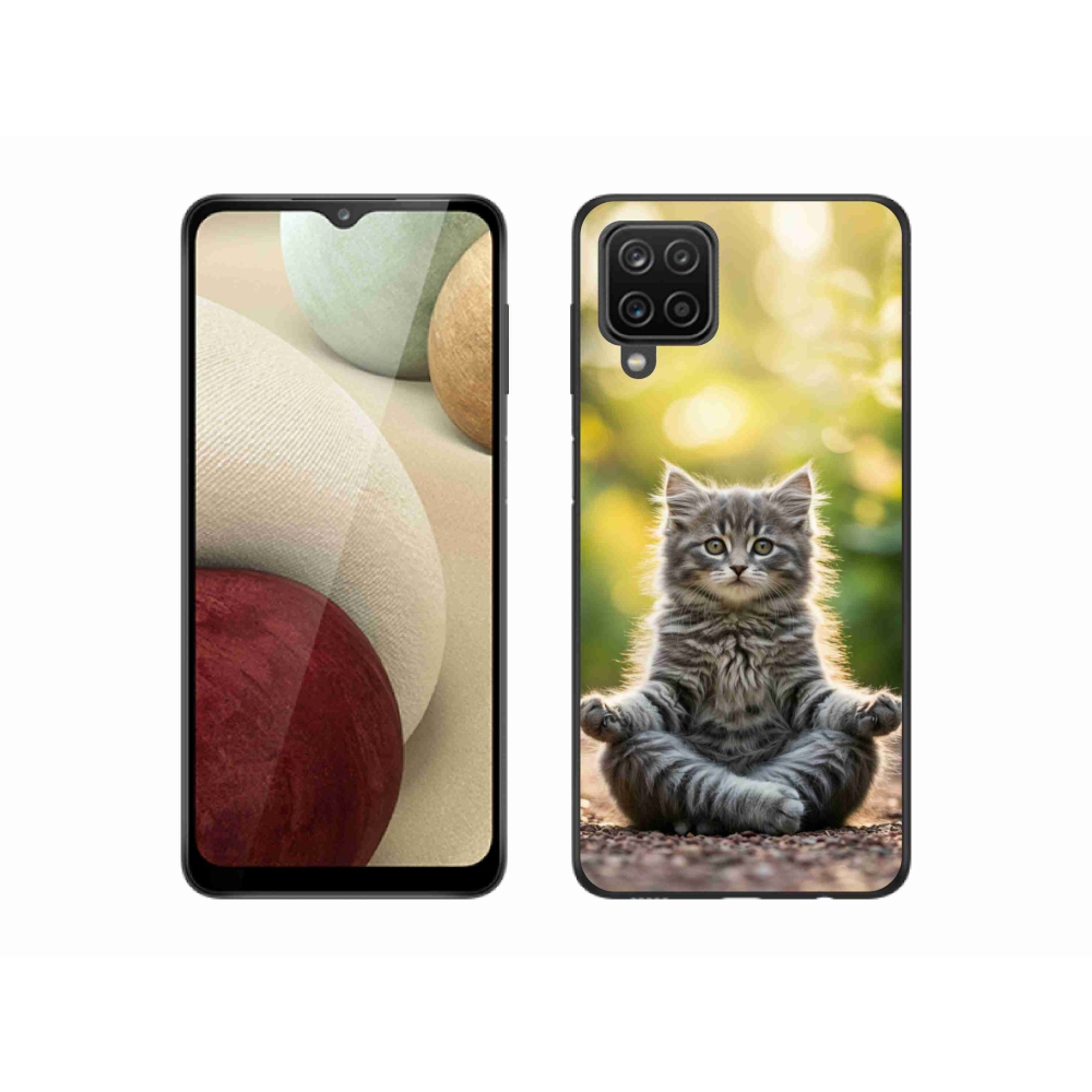 Gelový kryt mmCase na Samsung Galaxy A12 - meditující kotě