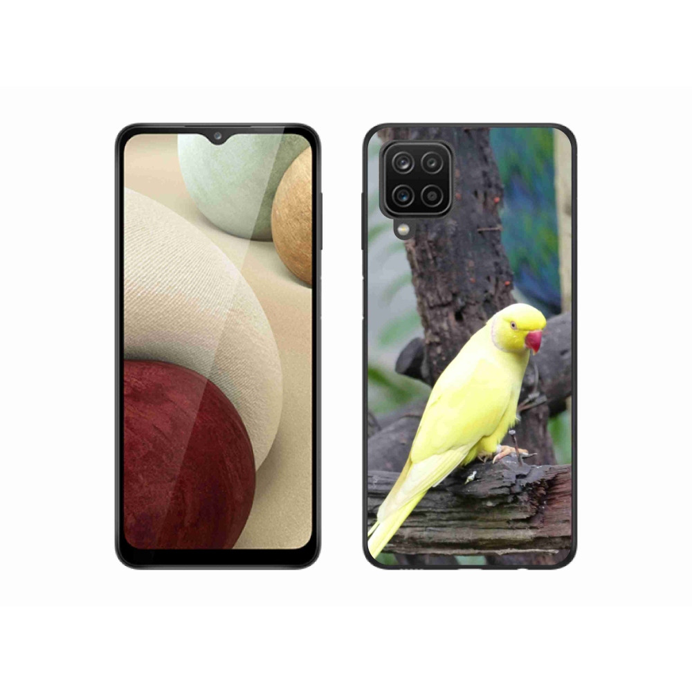 Gelový kryt mmCase na Samsung Galaxy A12 - papoušek alexandr žlutý