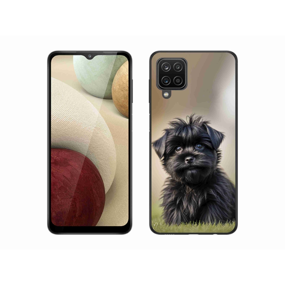Gelový kryt mmCase na Samsung Galaxy A12 - roztomilý černý pejsek