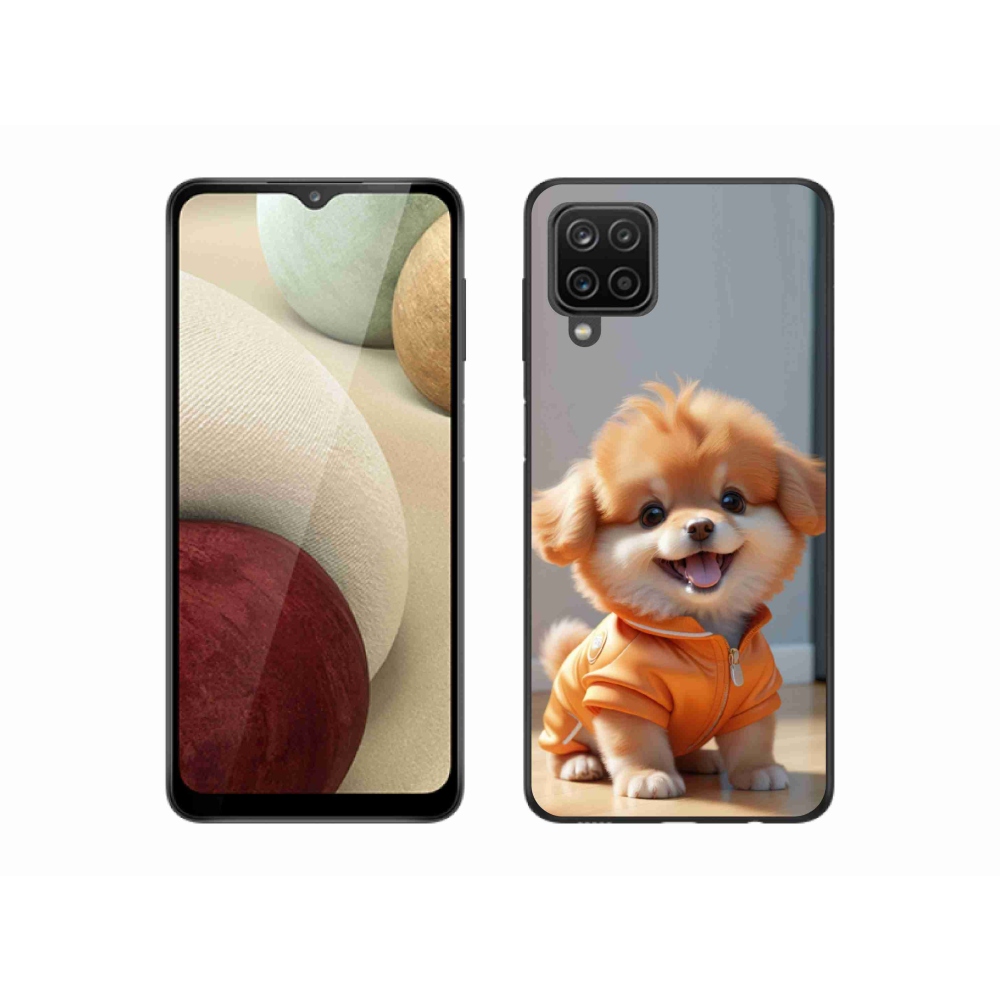 Gelový kryt mmCase na Samsung Galaxy A12 - roztomilý pomeranian v mikině
