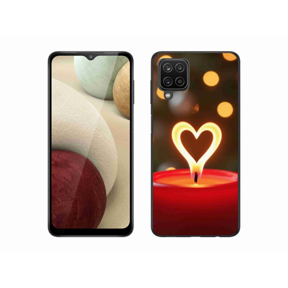 Gelový kryt mmCase na Samsung Galaxy A12 - srdce z plamene