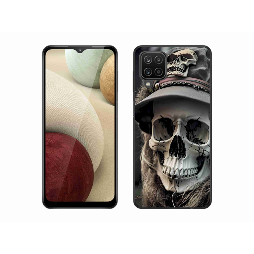 Gelový kryt mmCase na Samsung Galaxy A12 - temná lebka