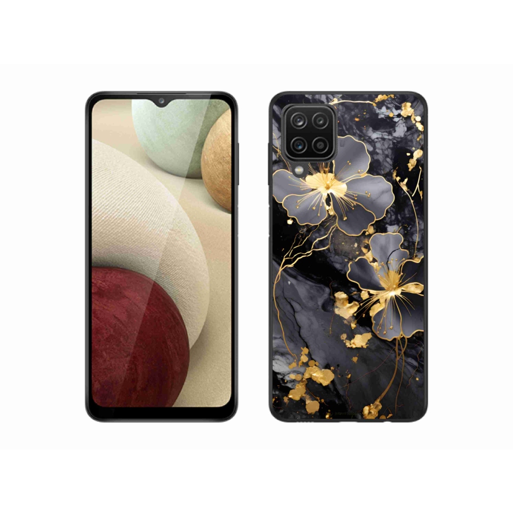 Gelový kryt mmCase na Samsung Galaxy A12 - zlaté květy