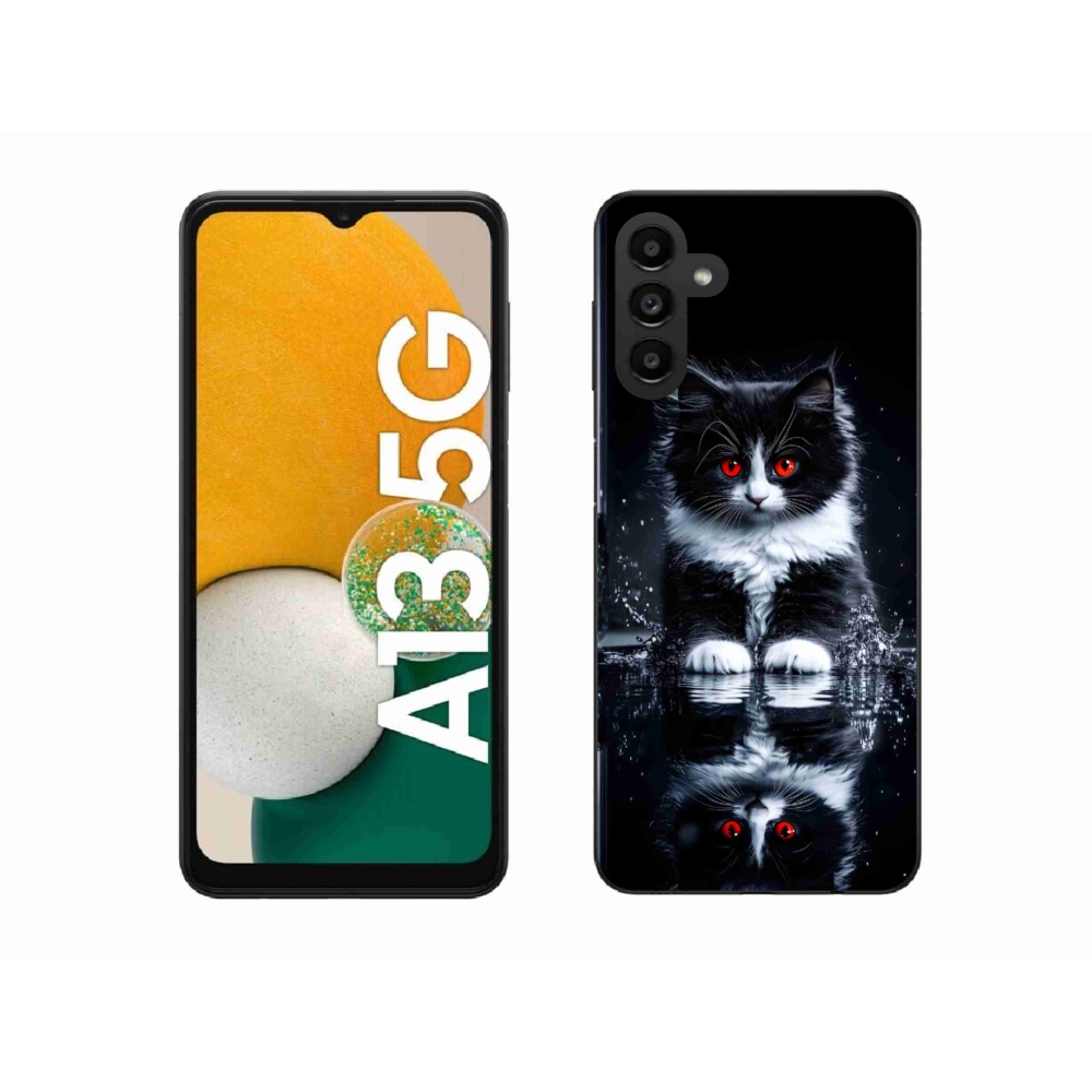 Gelový kryt mmCase na Samsung Galaxy A13 5G - černobílé kotě