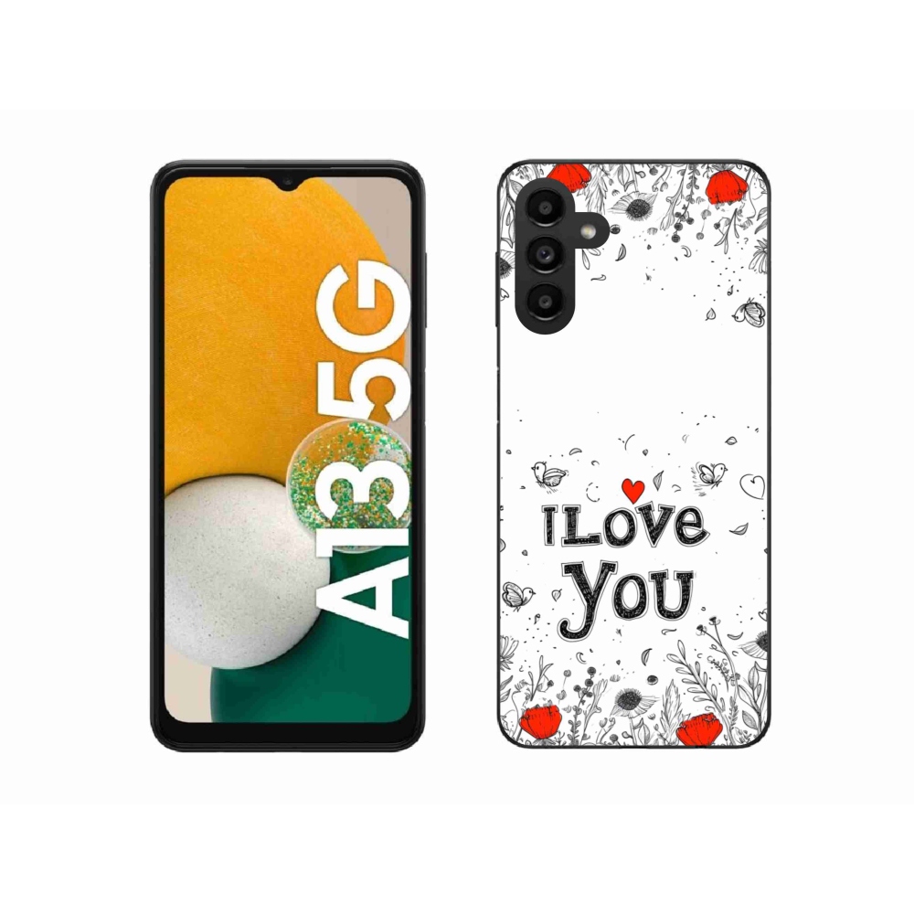 Gelový kryt mmCase na Samsung Galaxy A13 5G - I love you bílé pozadí