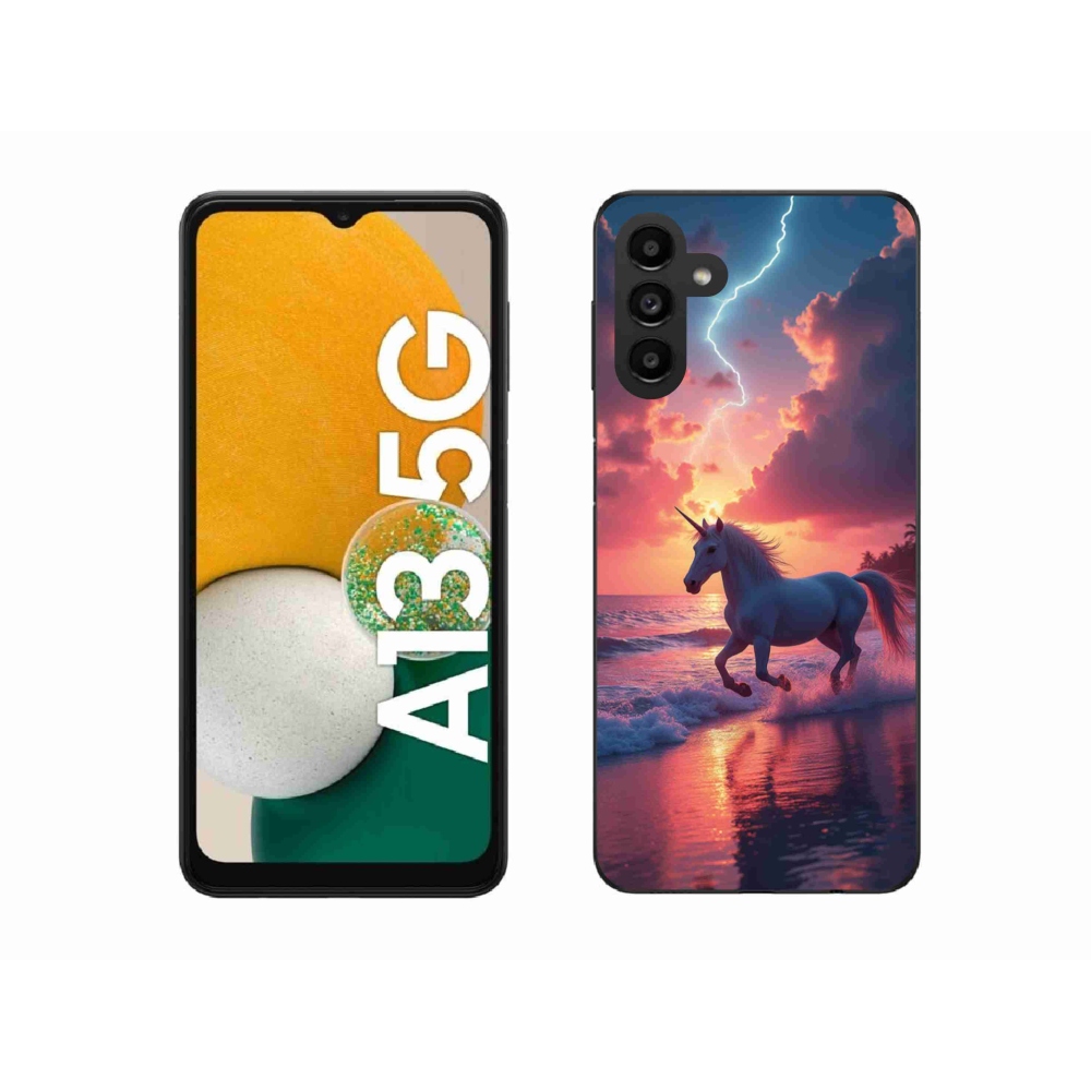 Gelový kryt mmCase na Samsung Galaxy A13 5G - jednorožec na pláži