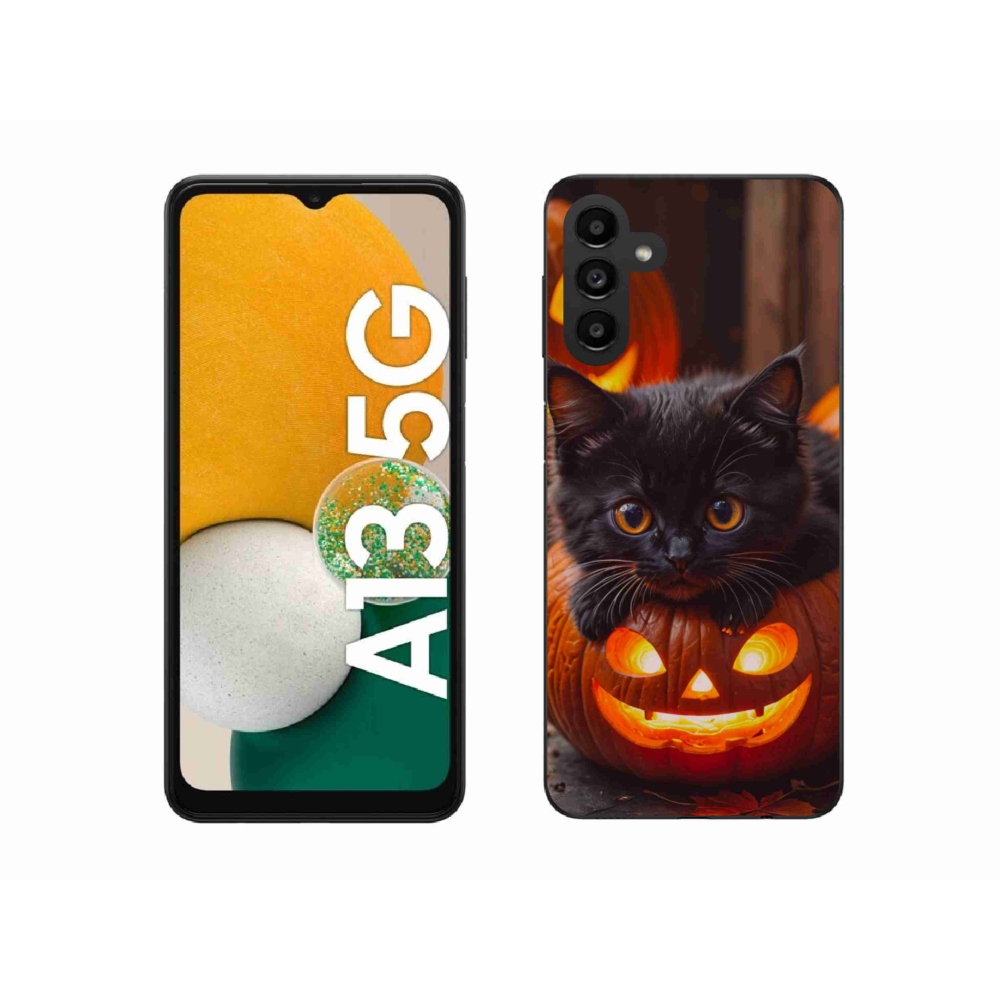 Gelový kryt mmCase na Samsung Galaxy A13 5G - kotě a dýně