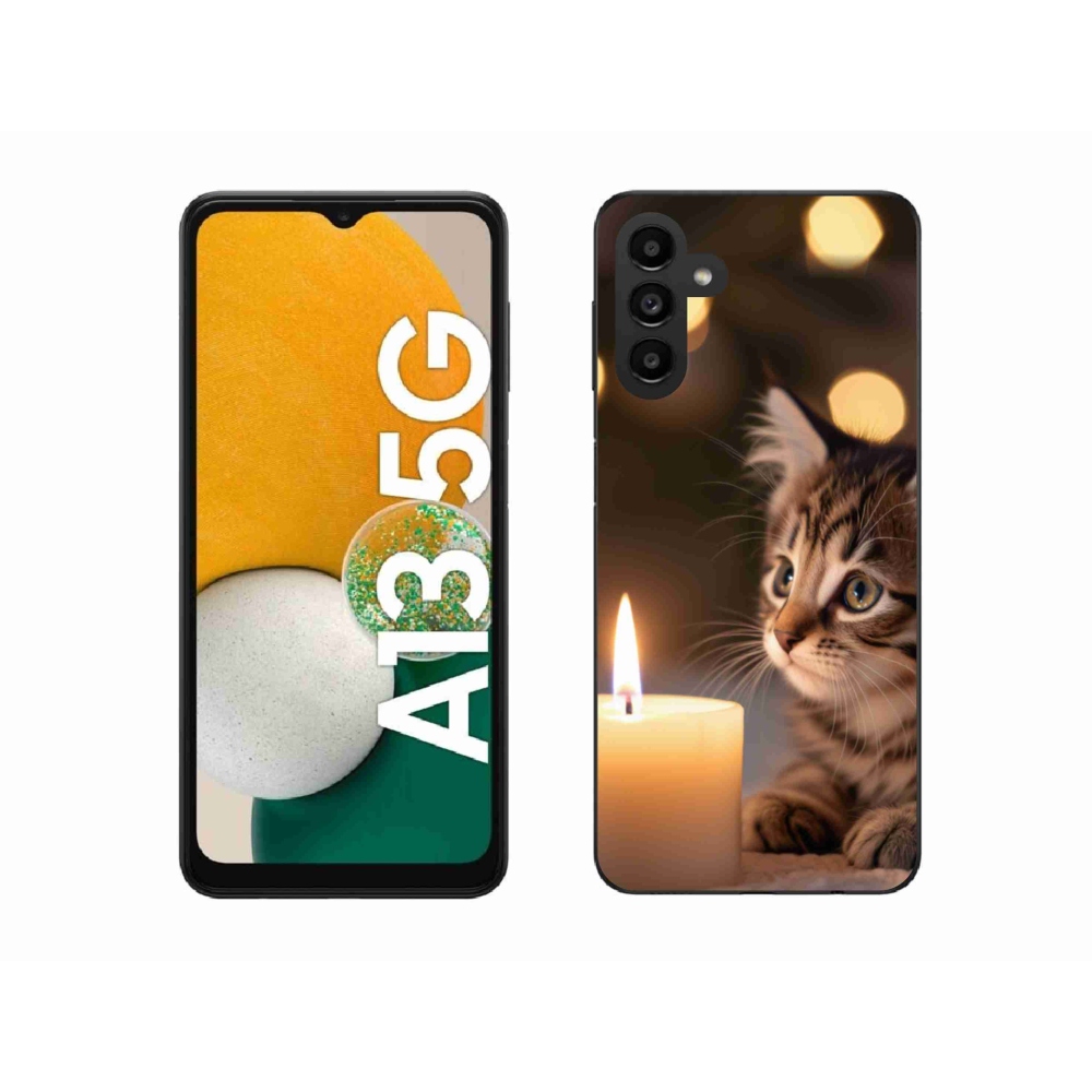 Gelový kryt mmCase na Samsung Galaxy A13 5G - kotě a svíčka