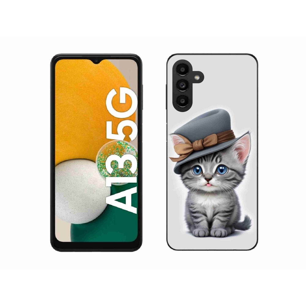 Gelový kryt mmCase na Samsung Galaxy A13 5G - kotě s kloboukem