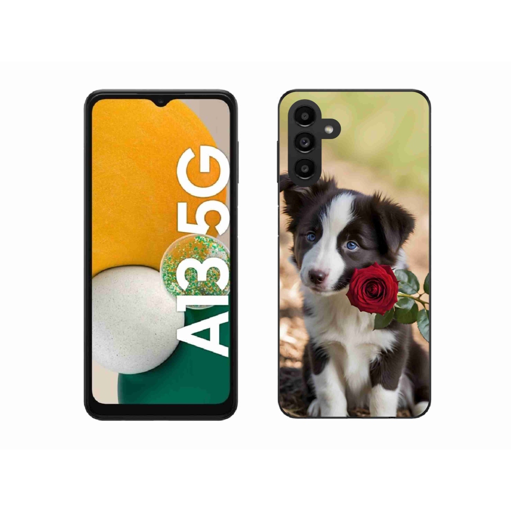 Gelový kryt mmCase na Samsung Galaxy A13 5G - roztomilá border kolie s růží