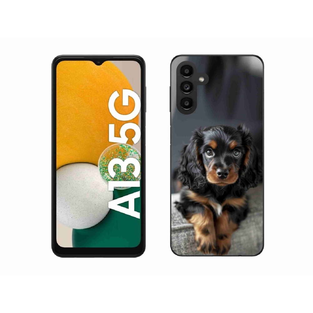 Gelový kryt mmCase na Samsung Galaxy A13 5G - roztomilý dlouhosrstý jezevčík