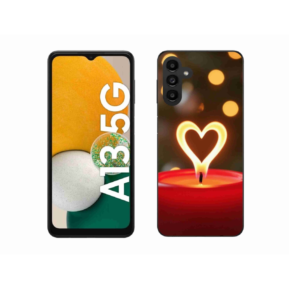Gelový kryt mmCase na Samsung Galaxy A13 5G - srdce z plamene