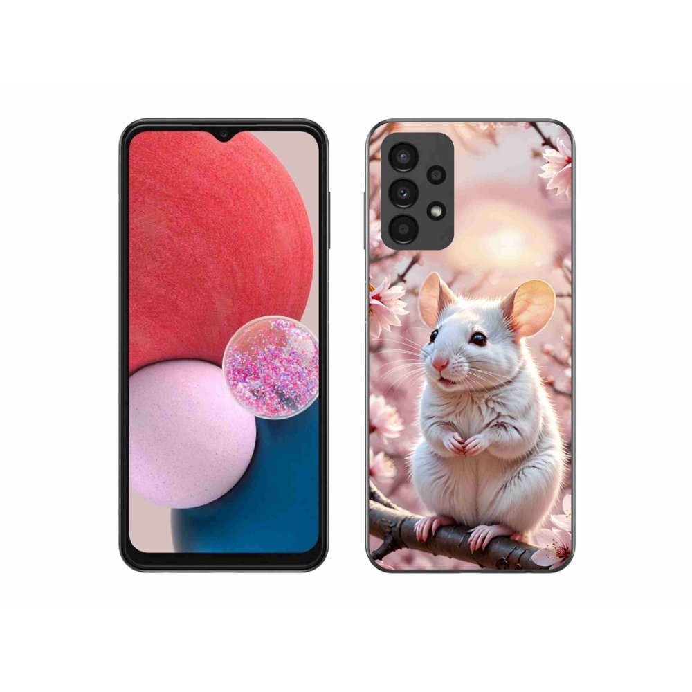 Gelový kryt mmCase na Samsung Galaxy A13 - bílá myš na větvi