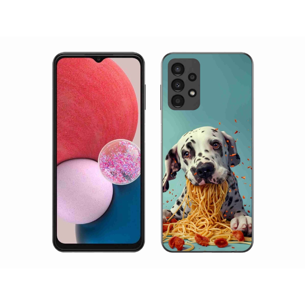 Gelový kryt mmCase na Samsung Galaxy A13 - dalmatin a špagety