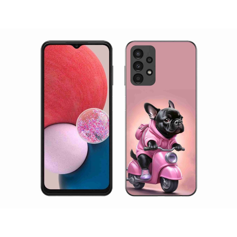Gelový kryt mmCase na Samsung Galaxy A13 - francouzský buldoček na skútru