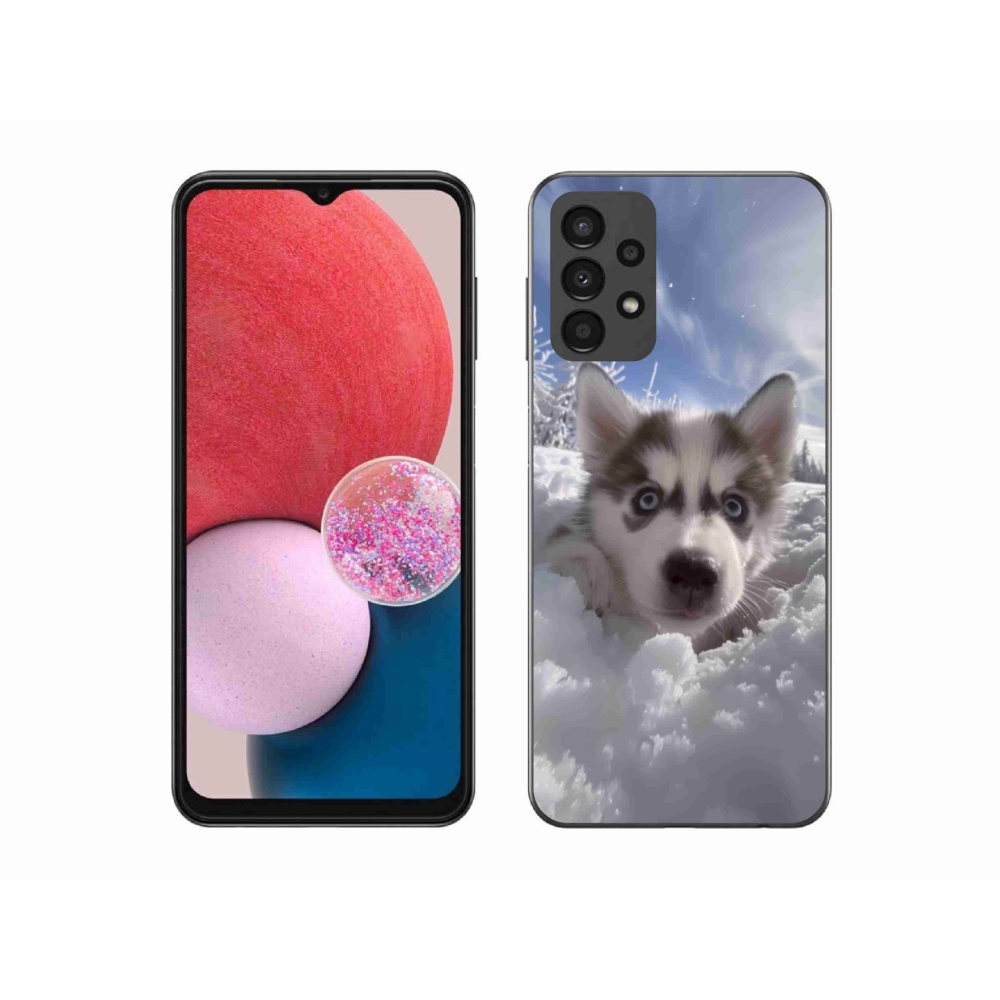 Gelový kryt mmCase na Samsung Galaxy A13 - husky ve sněhu