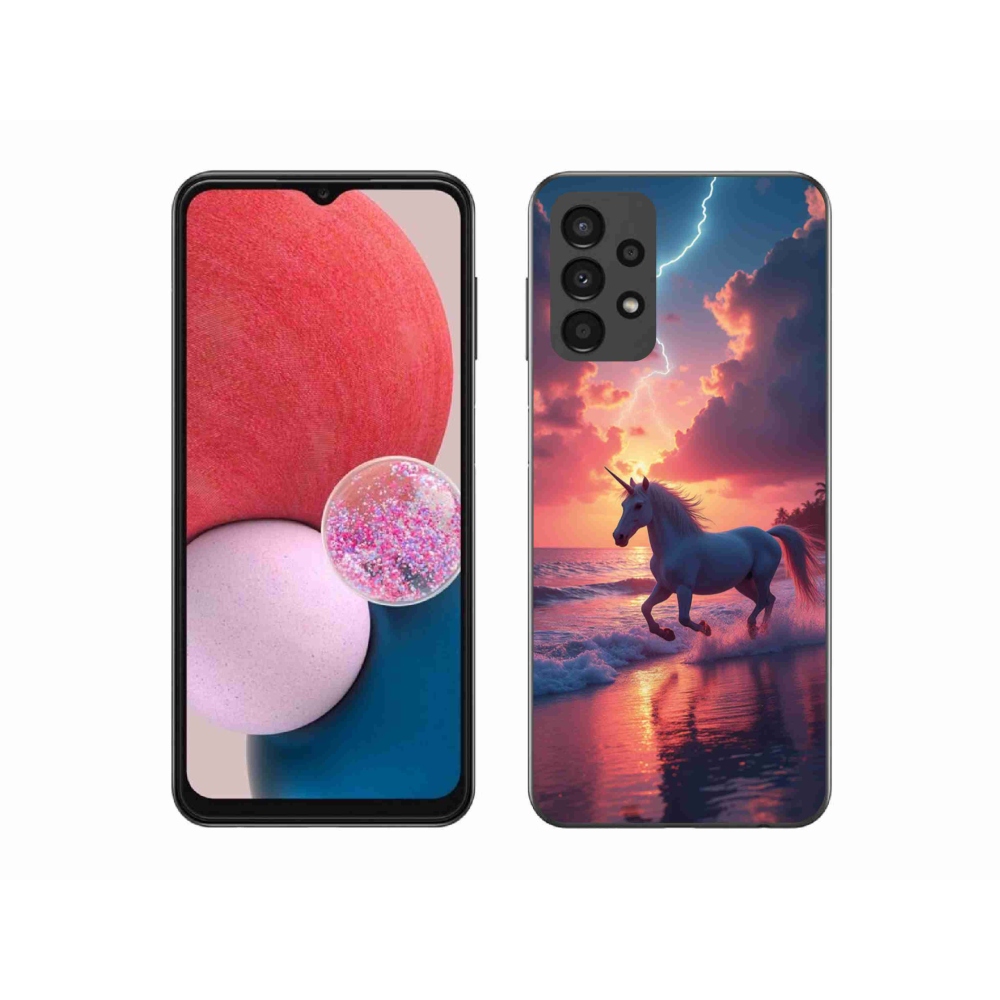 Gelový kryt mmCase na Samsung Galaxy A13 - jednorožec na pláži