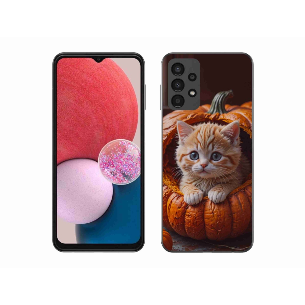 Gelový kryt mmCase na Samsung Galaxy A13 - kotě a dýně 2