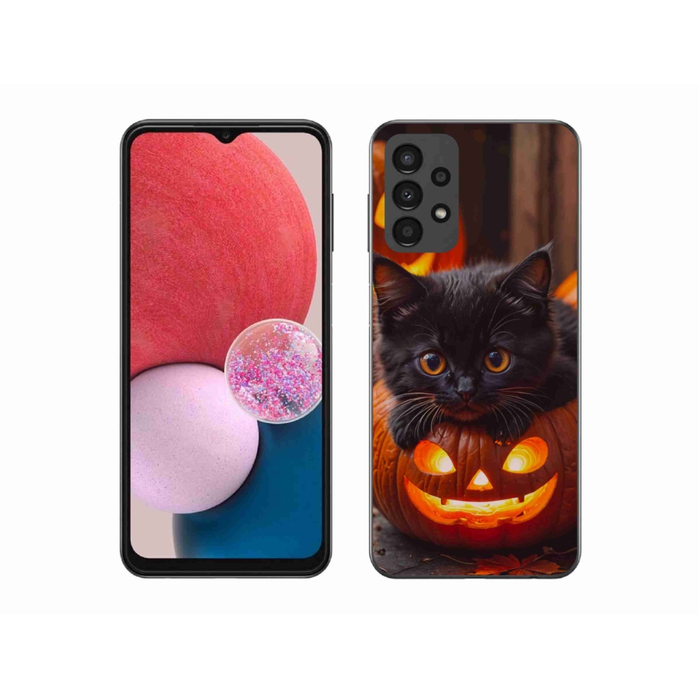 Gelový kryt mmCase na Samsung Galaxy A13 - kotě a dýně