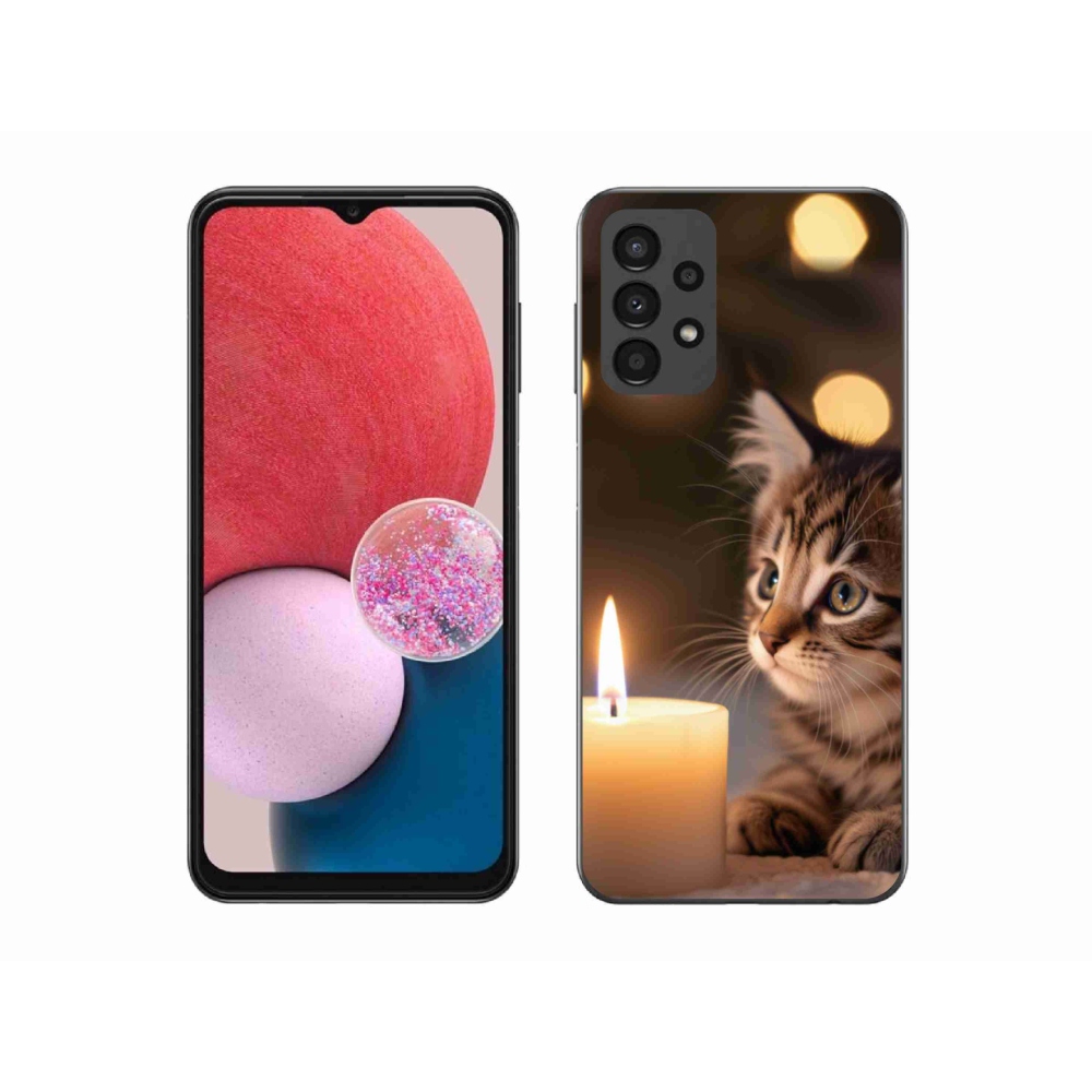 Gelový kryt mmCase na Samsung Galaxy A13 - kotě a svíčka